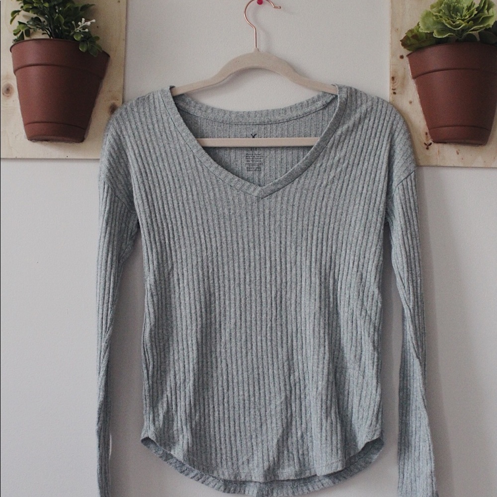 american eagle sea foam green sweater